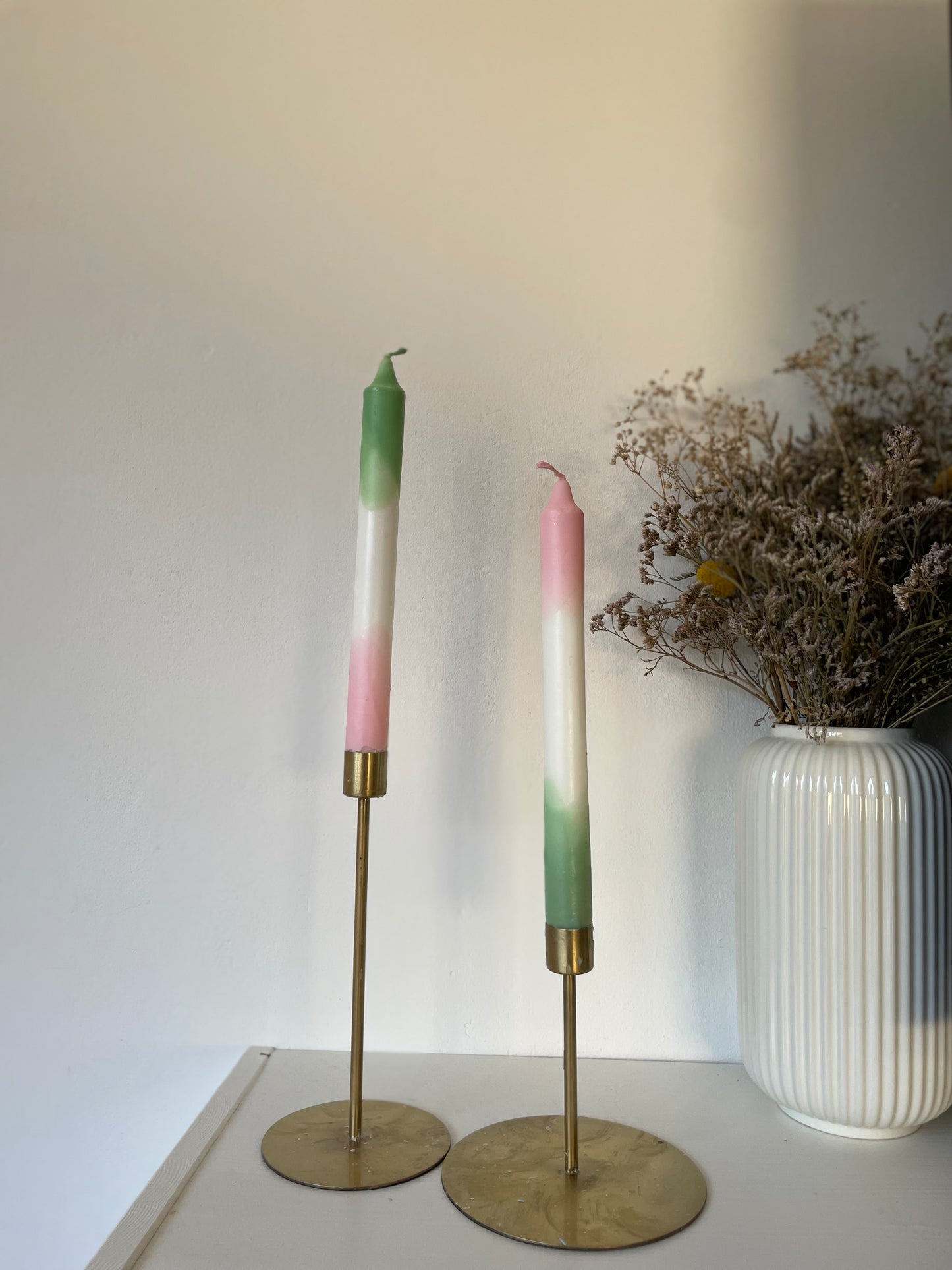 Dip Dye Kerzen Grün/Rosa