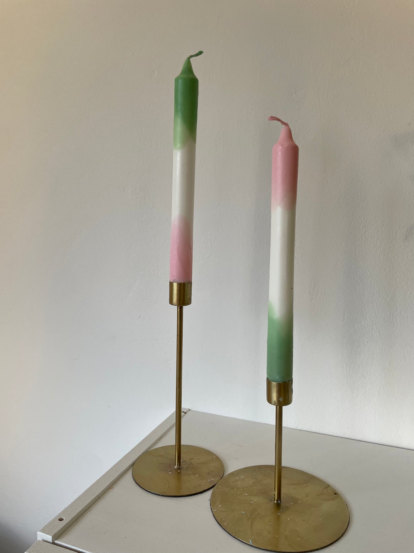 Dip Dye Kerzen Grün/Rosa
