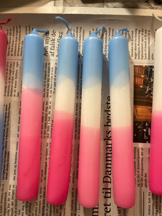Doppelt gedippte Kerze Blau/Pink