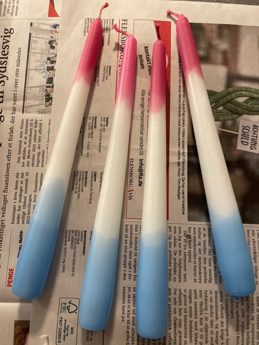 Doppelt gedippte Kerze Pink/Blau